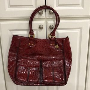 Brahmin alligator style red leather tote